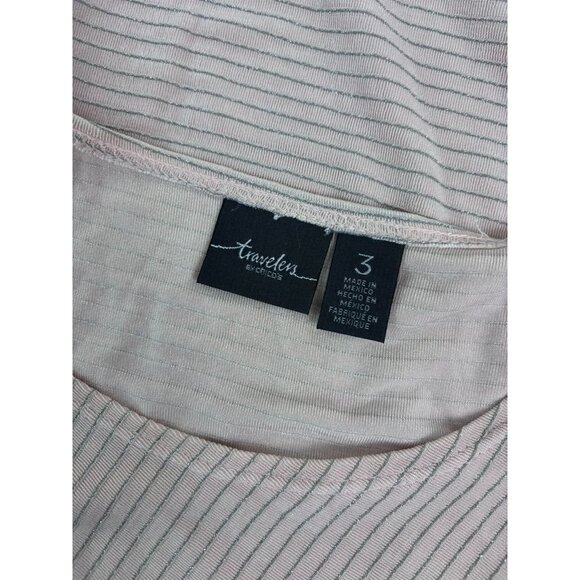 Chico's Travelers women's size 3 or large pink cap sleeve tunic top shimmer - Picture 6 of 7